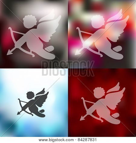 angel icon on blurred background