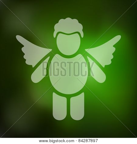 angel icon on blurred background