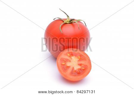 Tomato Close-up. Isolated On White Background