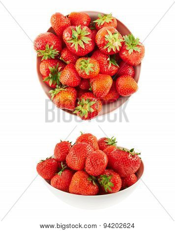 Bowl full of ripe strawberries isolated