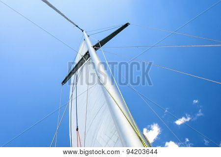 Yacht Mast Against Blue Skies