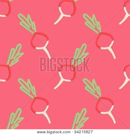 Radish Seamless Pattern Kid's Style Hand Drawn