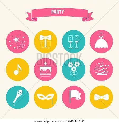 Party And Celebration Icon Set.vector Silhouette Illustration