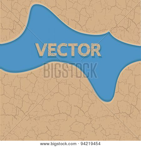 Vector cracked earth texture and blue water