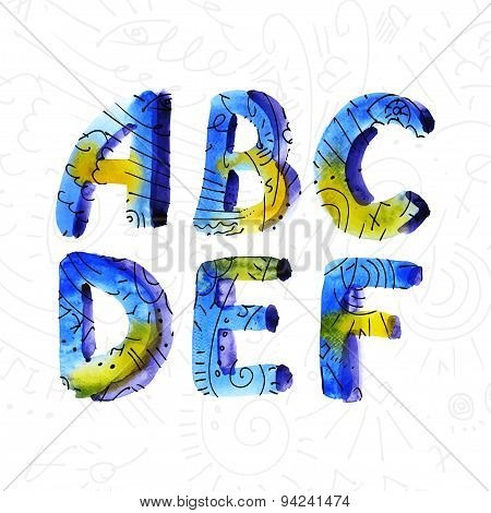 Wector watercolor hand-draw colorful alphabet