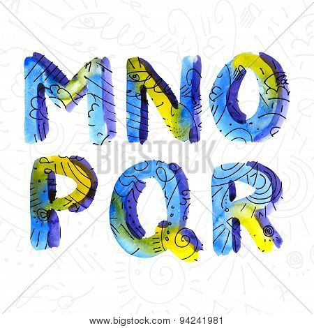 Wector watercolor hand-draw colorful alphabet
