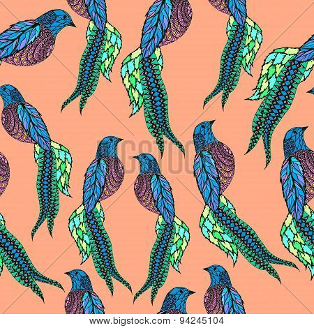 Colored stylized birds.