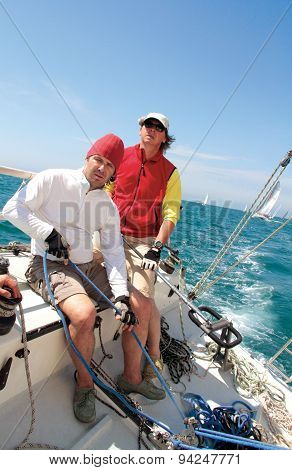 Sailing Regatta Skipper Crew Concentration