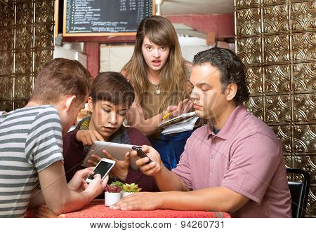 Diners Ignoring Waitress
