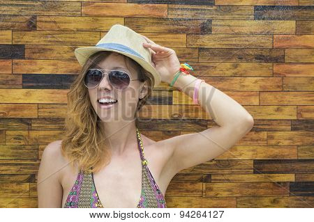 Young Natural Girl Posing Against A Colorful Backdrop