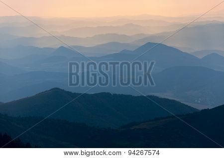 Evening Colored View Of Blue Horizons
