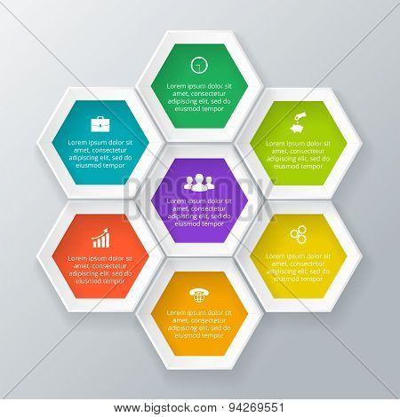 Vector hexagons for infographic.