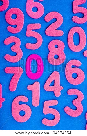 Pink Numbers On Blue Background