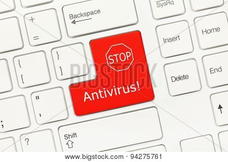 White Conceptual Keyboard - Antivirus (red Key)
