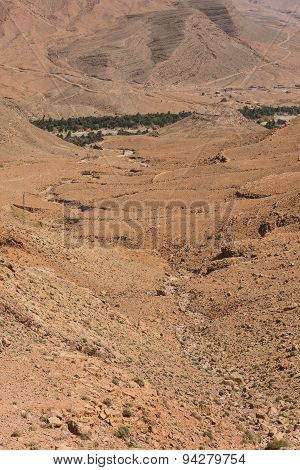The Dried River In The Mountain In Morocco