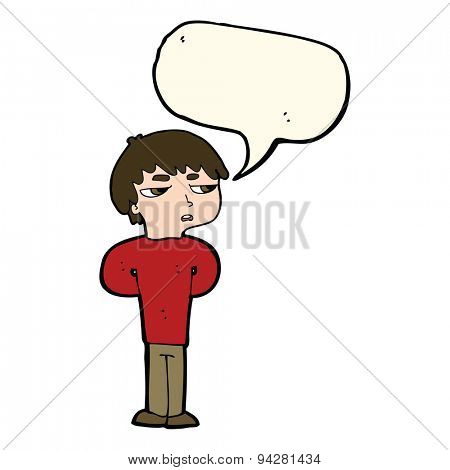 cartoon antisocial boy with speech bubble