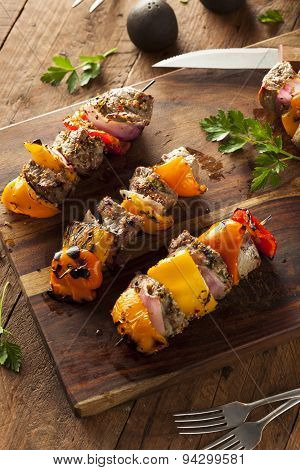 Homemade Grilled Steak And Veggie Shish Kebabs