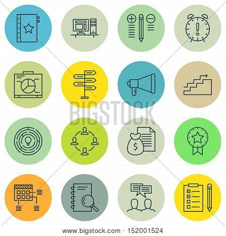 Set Of Project Management Icons On Decision Making, Time Management, Collaboration And Other Topics.
