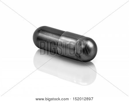 black pill capsule for health isolated on white background