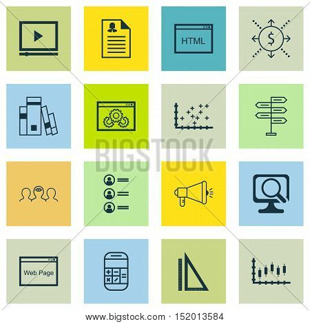 Set Of 16 Universal Editable Icons For Seo, Human Resources And Statistics Topics. Includes Icons Su