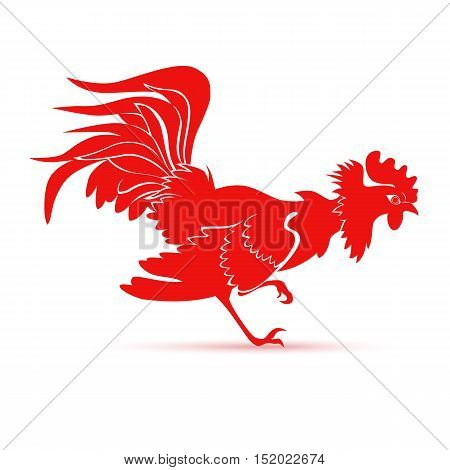 Red cock symbol 2017 by the Chinese calendar. Fire rooster logo template. Vector illustration eps 10 format.