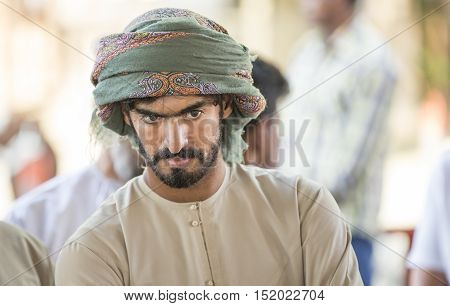 Nizwa Oman October 13th 2016: Omani man in Nizwa goat market