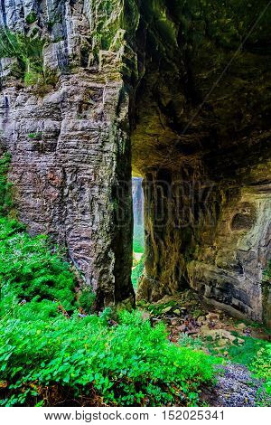 Wulong Karst limestone rock formations in Longshui Gorge Difeng, an important constituent part of the Wulong Karst World Natural Heritage. China
