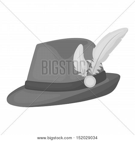Tyrolean hat icon in monochrome style isolated on white background. Oktoberfest symbol vector illustration.