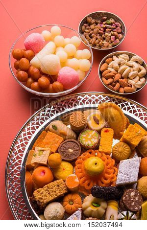 Mix Mithai or indian milk made sweets, favourite diwali, holi, dussehra, indian or pakistani wedding sweet food