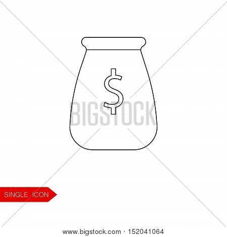 Bag of money vector icon. Button for websites, the element for brochure, poster, advertising leaflets etc.