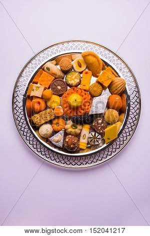 Mix Mithai or indian milk made sweets, favourite diwali, holi, dussehra, indian or pakistani wedding sweet food