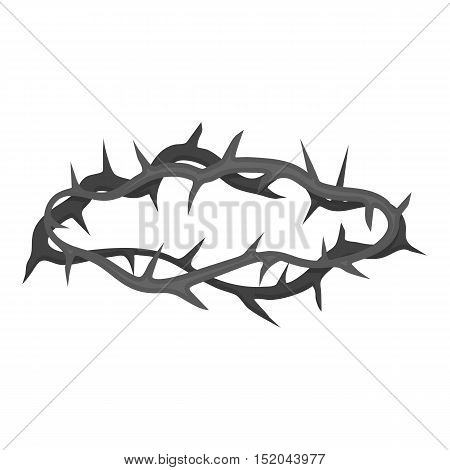 Crown of thorns icon in monochrome style isolated on white background. Religion symbol vector illustration.