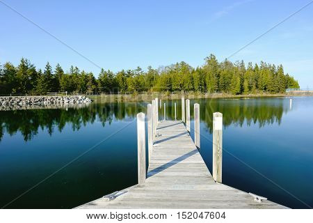 Jetty on Lake Huron at Presque Isle, MI, USA
