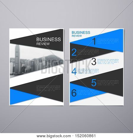 Business Review Leaflet. Brochure or Flyer A4 size template design. Book cover layout design template. Abstract business presentation template with Hong Kong cityline