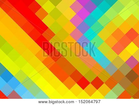 background with colored squares of red, blue, yellow, purple, green, brown