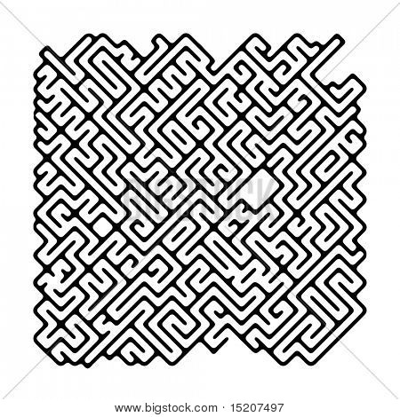 Uma imagem de um bom labirinto preto-e-branco. Você vai encontrar o caminho?