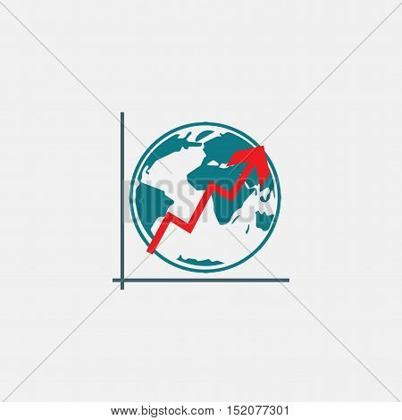 chart with globe vector icon isolated on white background