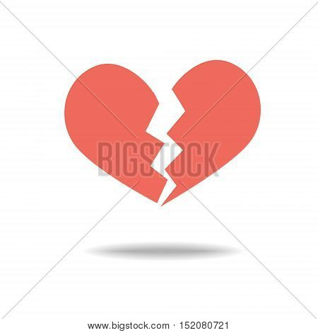 Red heartbreak / broken heart or divorce flat icon for apps and websites