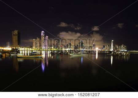 Night Fall In Panama City, Panama