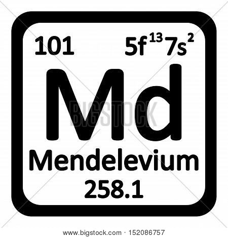 Periodic table element mendelevium icon on white background. Vector illustration.