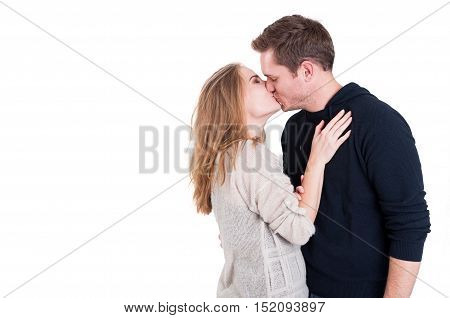 Handsome Couple Kissing And Being Affective