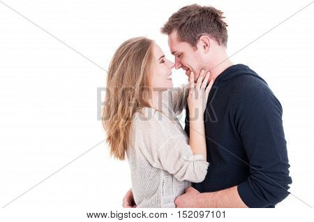 Attractive Couple Being Affective And Looking Happy