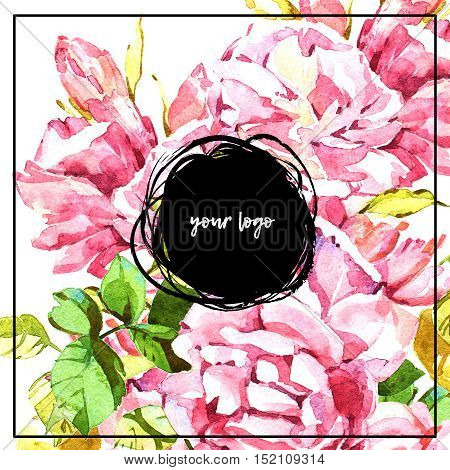 Watercolor abstrackt flower background whith place for your text