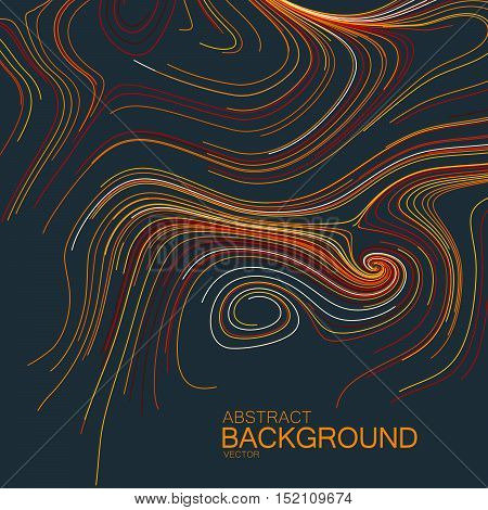 Abstract artistic curl background with swirled stripes. Vector vintage illustration of swirled and curled stripes background. Marble or acrylic texture imitation. Cool and Swirly background