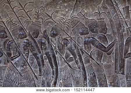 Ancient Reliefs At Angkor Wat, Cambodia