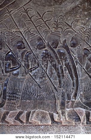 Ancient Reliefs At Angkor Wat, Cambodia