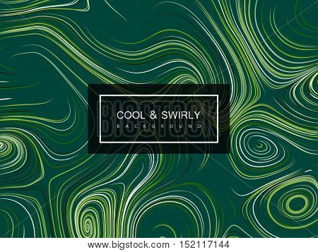 Abstract artistic curl background with swirled stripes. Vector vintage illustration of swirled and curled stripes background. Marble or acrylic texture imitation. Cool and Swirly background