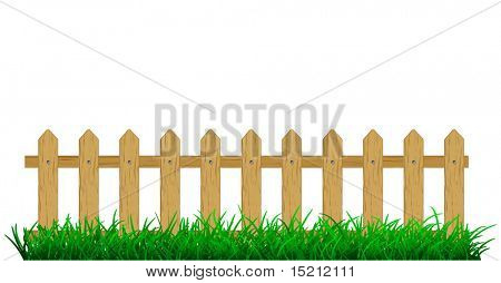 Zielona trawa z ogrodzenia