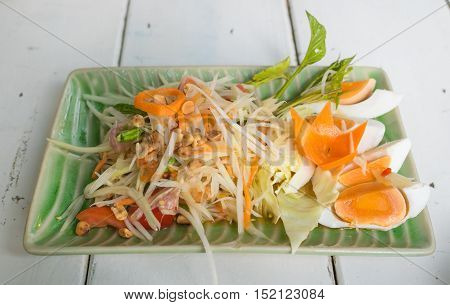 Thai food Papata salad is delicious and spicy food.Thai call 