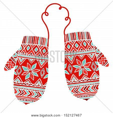 Vector mitter mitten isolated on white background